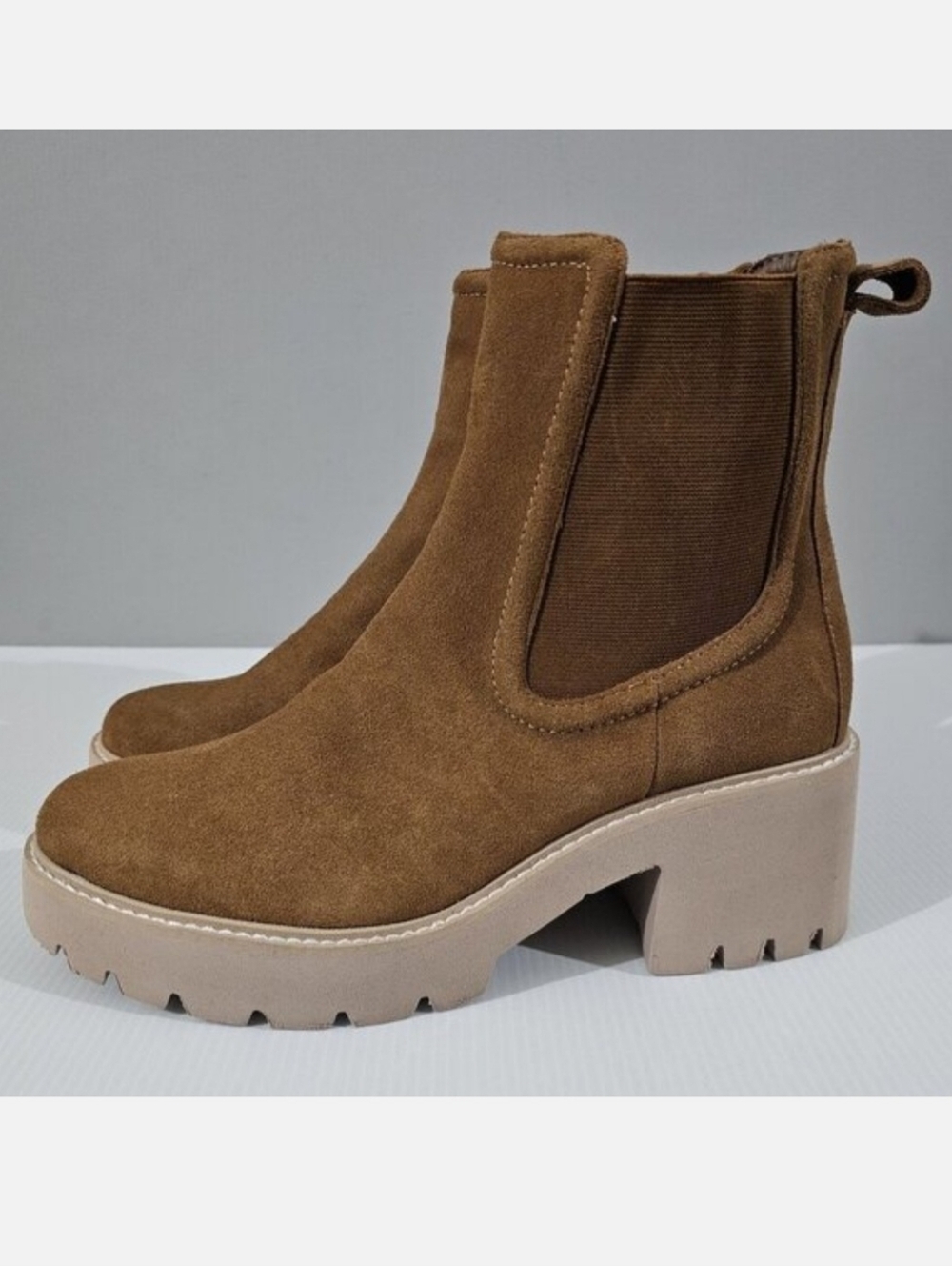 Dolce Vita Hawk H20 Ankle Boot Womens 10 Brown Suede Chelsea Waterproof NEW